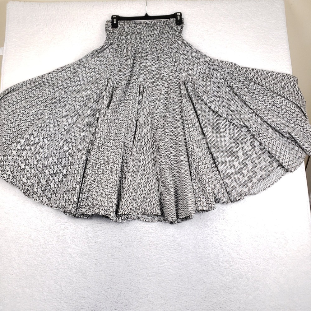 Philosophy Republic Clothing Black White Geometric Smocked Cotton Midi Skirt M
